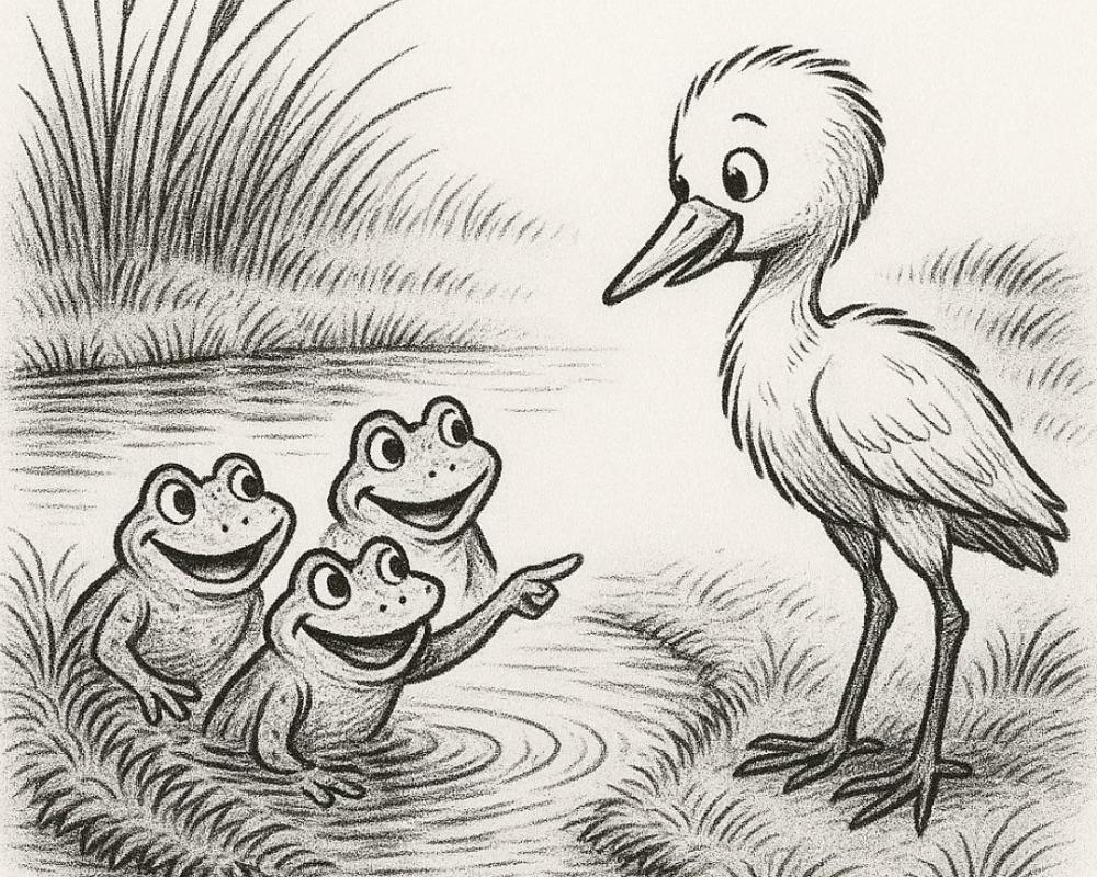 <p>The egret chick smiled.</p>...